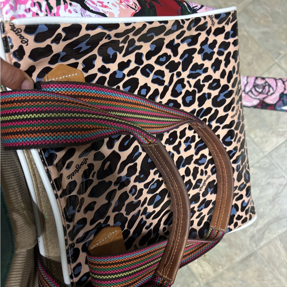 Consuela Leopard Print Tote with Multicolor Straps